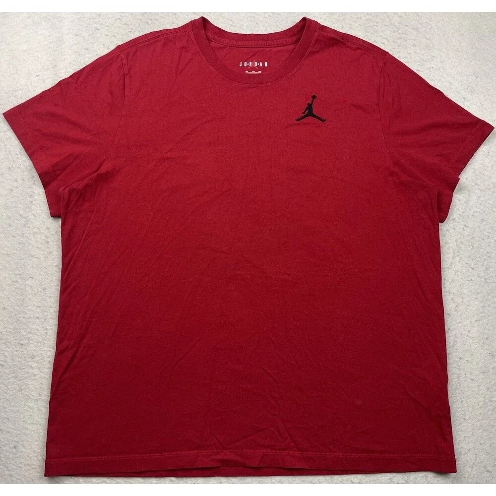 Jordan Jumpman Mens 2XL Black Embroidered Jumpman Logo Red Short Sleeve T-shirt
